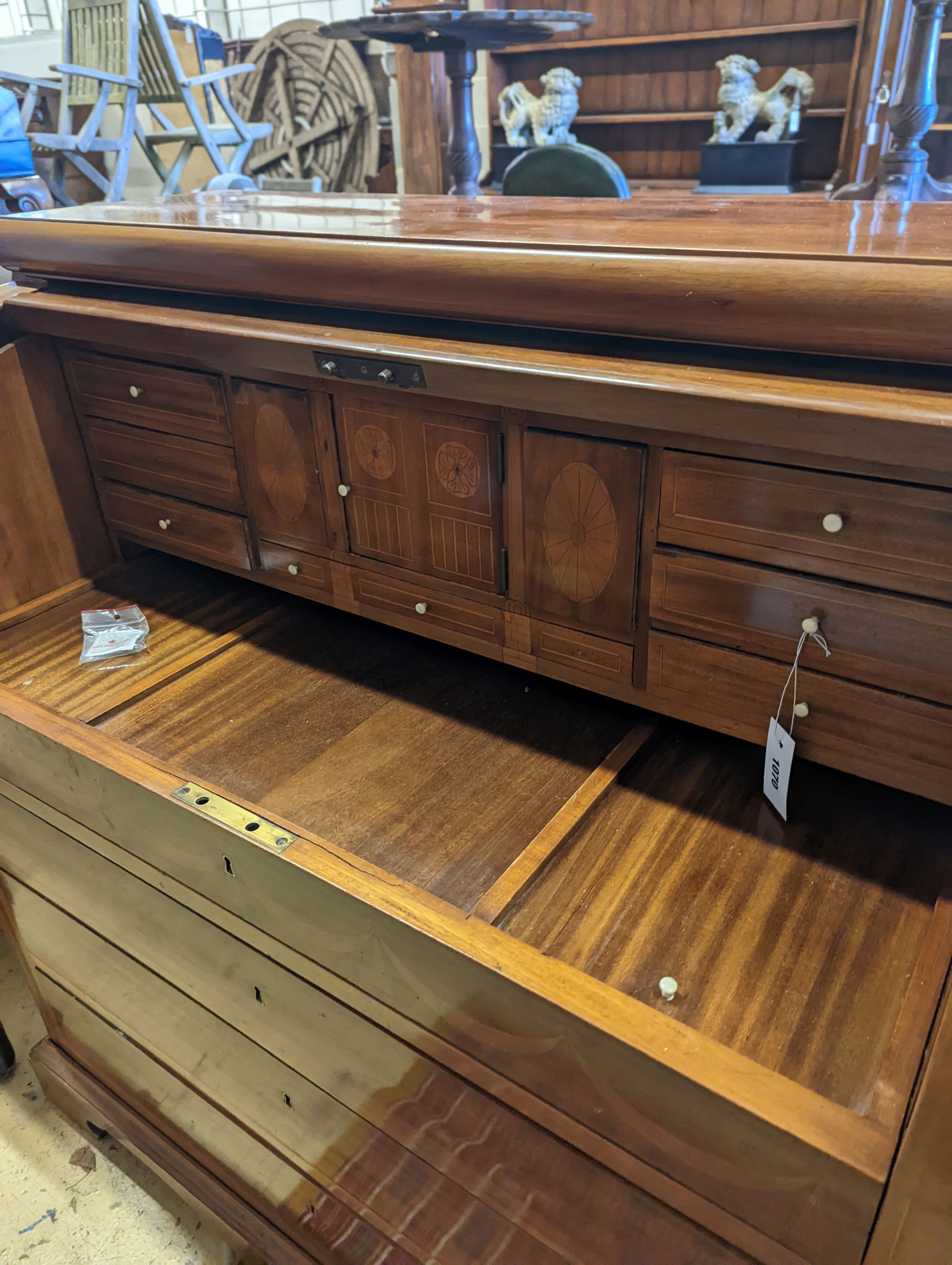 A reproduction cylinder bureau, width 110cm, depth 58cm, height 115cm